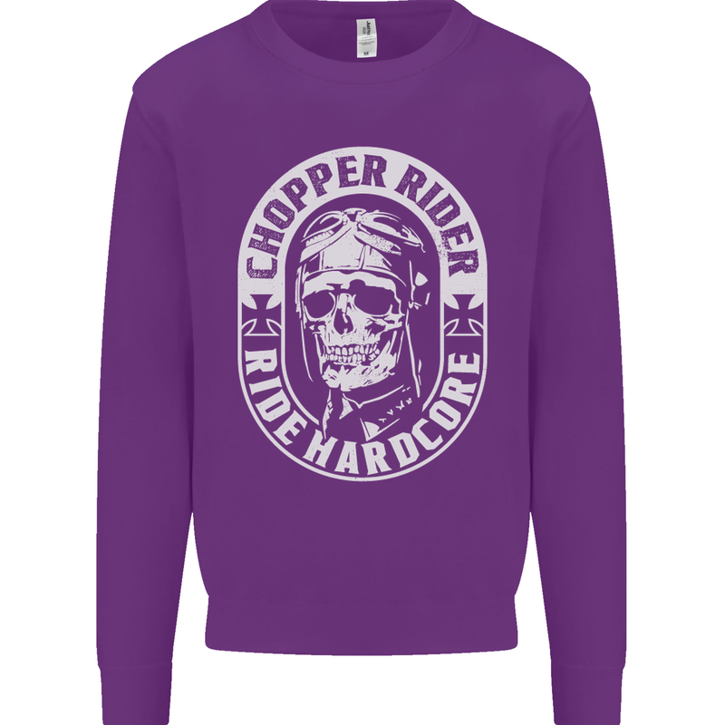 Biker Chopper Rider Motorbike Motorcycle Mens Sweatshirt Jumper Purple