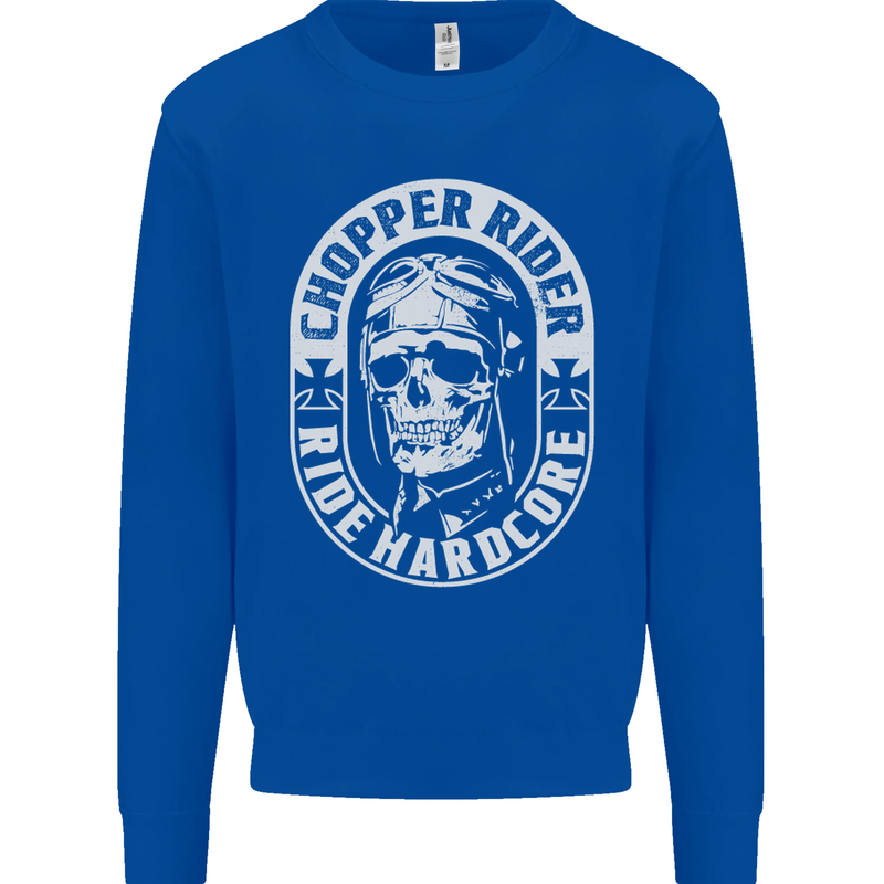 Biker Chopper Rider Motorbike Motorcycle Mens Sweatshirt Jumper Royal Blue