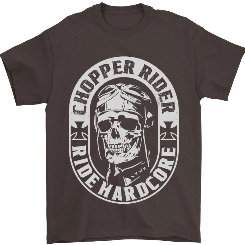 Biker Chopper Rider Motorbike Motorcycle Mens T-Shirt Cotton Gildan Dark Chocolate
