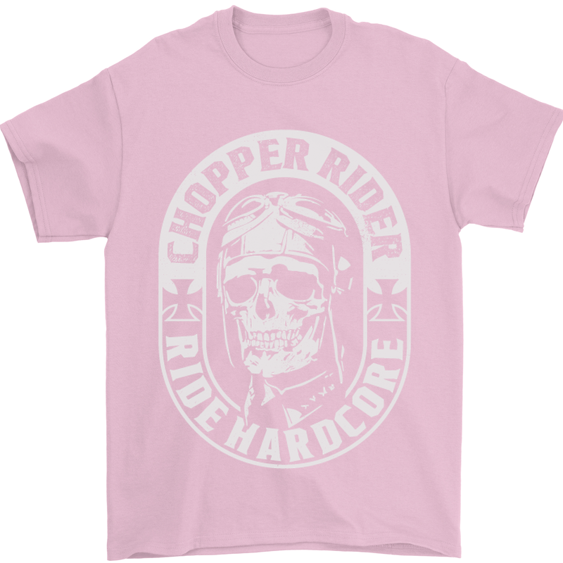 Biker Chopper Rider Motorbike Motorcycle Mens T-Shirt Cotton Gildan Light Pink