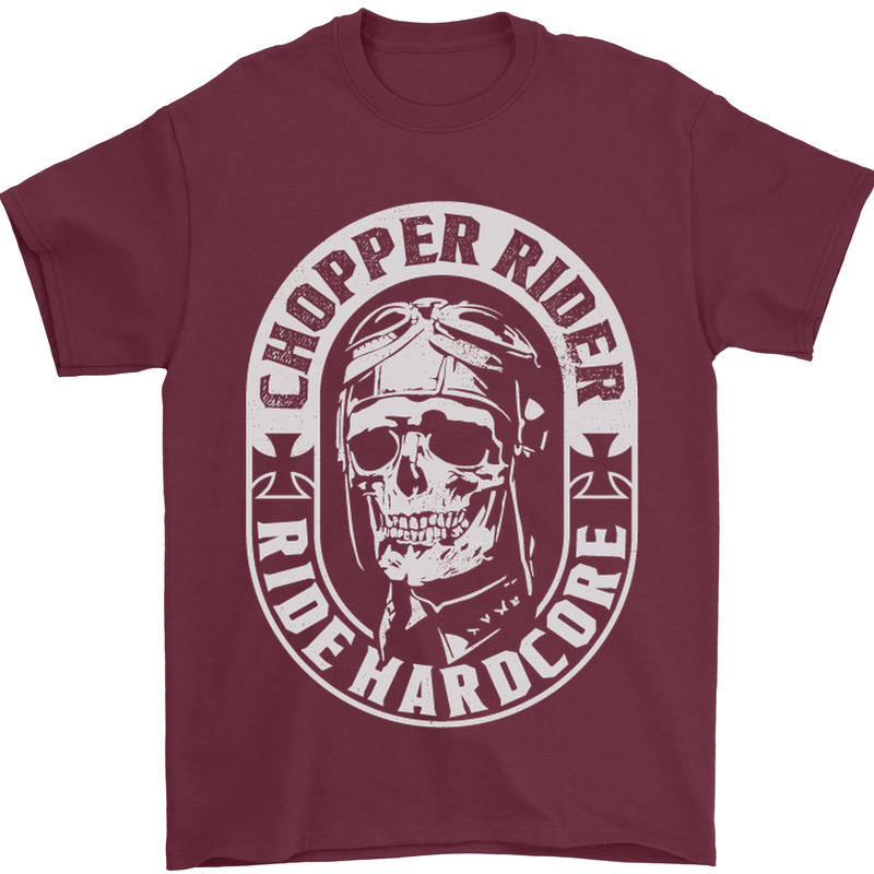 Biker Chopper Rider Motorbike Motorcycle Mens T-Shirt Cotton Gildan Maroon