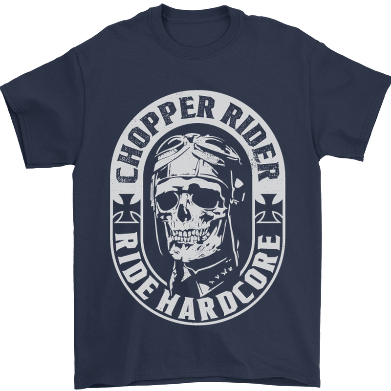 Biker Chopper Rider Motorbike Motorcycle Mens T-Shirt Cotton Gildan Navy Blue