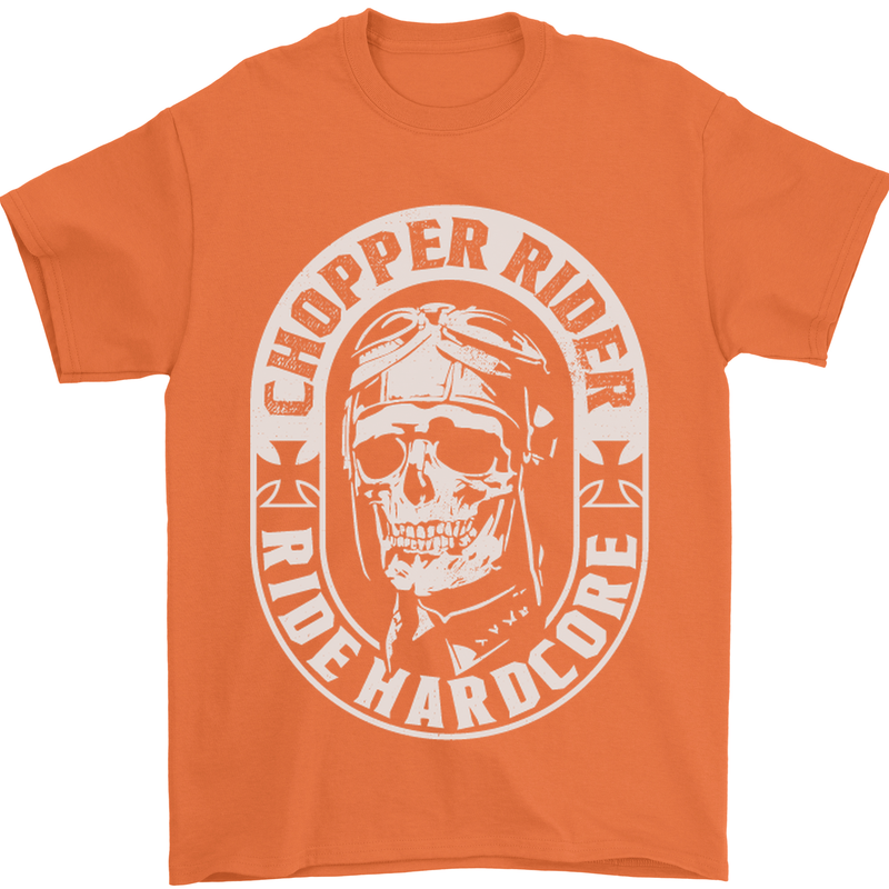 Biker Chopper Rider Motorbike Motorcycle Mens T-Shirt Cotton Gildan Orange