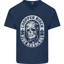Biker Chopper Rider Motorbike Motorcycle Mens V-Neck Cotton T-Shirt Navy Blue