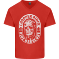 Biker Chopper Rider Motorbike Motorcycle Mens V-Neck Cotton T-Shirt Red