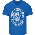 Biker Chopper Rider Motorbike Motorcycle Mens V-Neck Cotton T-Shirt Royal Blue