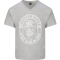 Biker Chopper Rider Motorbike Motorcycle Mens V-Neck Cotton T-Shirt Sports Grey