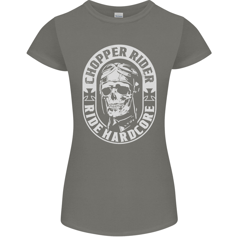 Biker Chopper Rider Motorbike Motorcycle Womens Petite Cut T-Shirt Charcoal