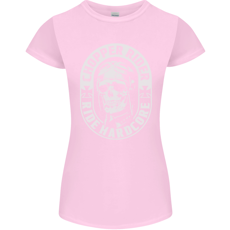 Biker Chopper Rider Motorbike Motorcycle Womens Petite Cut T-Shirt Light Pink