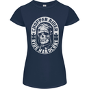 Biker Chopper Rider Motorbike Motorcycle Womens Petite Cut T-Shirt Navy Blue
