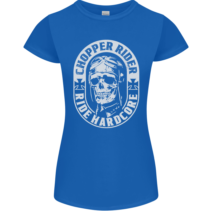 Biker Chopper Rider Motorbike Motorcycle Womens Petite Cut T-Shirt Royal Blue