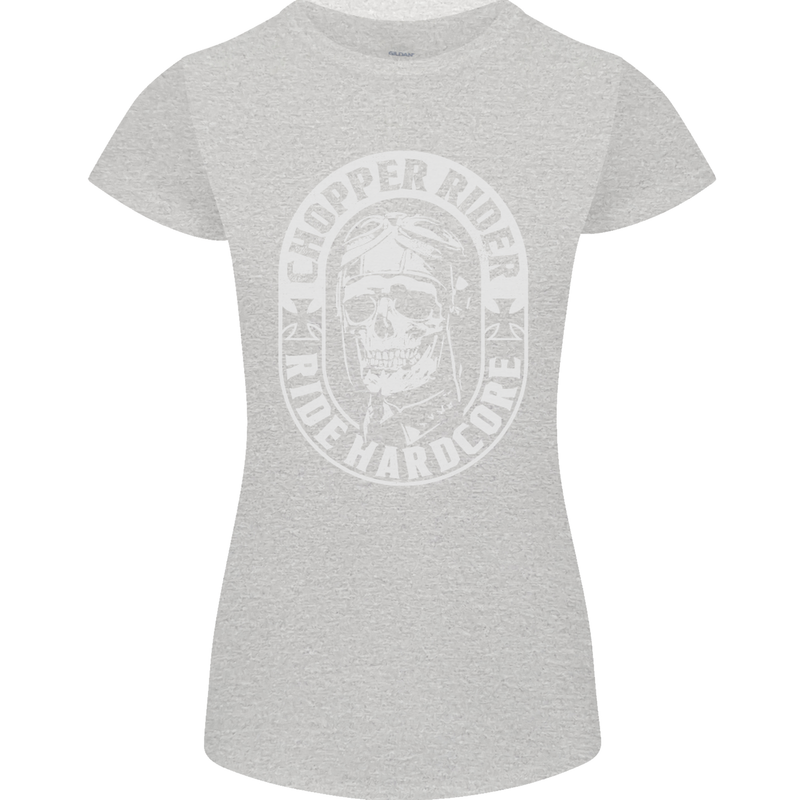 Biker Chopper Rider Motorbike Motorcycle Womens Petite Cut T-Shirt Sports Grey