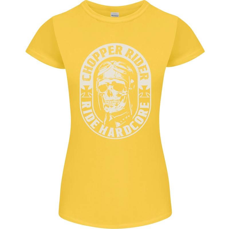 Biker Chopper Rider Motorbike Motorcycle Womens Petite Cut T-Shirt Yellow