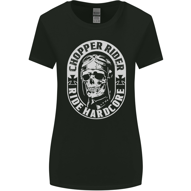 Biker Chopper Rider Motorbike Motorcycle Womens Wider Cut T-Shirt Black