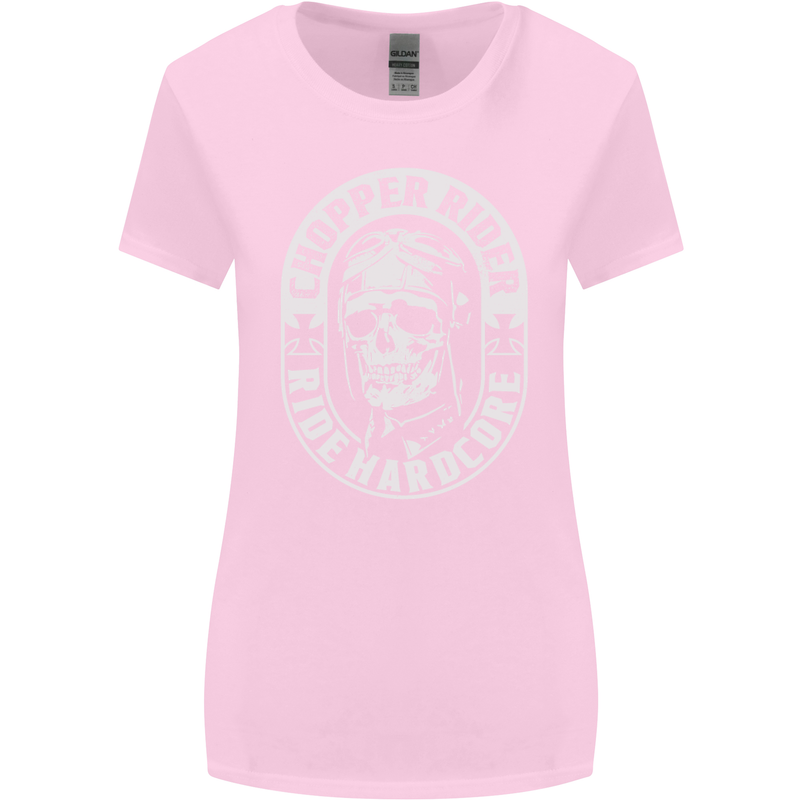 Biker Chopper Rider Motorbike Motorcycle Womens Wider Cut T-Shirt Light Pink