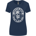 Biker Chopper Rider Motorbike Motorcycle Womens Wider Cut T-Shirt Navy Blue