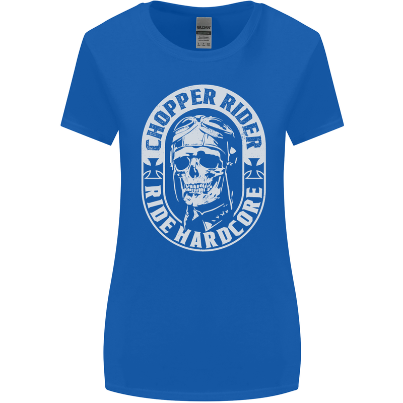 Biker Chopper Rider Motorbike Motorcycle Womens Wider Cut T-Shirt Royal Blue