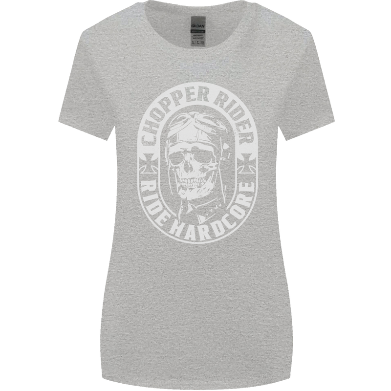 Biker Chopper Rider Motorbike Motorcycle Womens Wider Cut T-Shirt Sports Grey