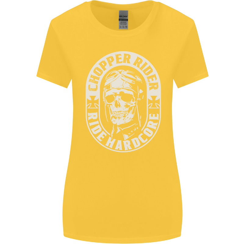 Biker Chopper Rider Motorbike Motorcycle Womens Wider Cut T-Shirt Yellow