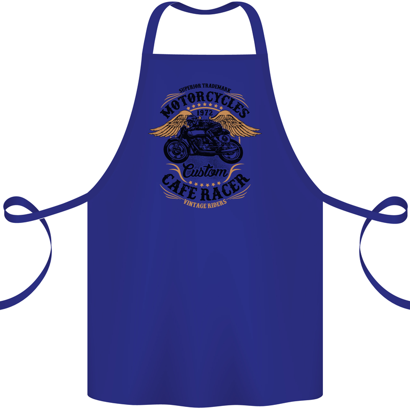 Biker Custom Cafe Racer Motorbike Cotton Apron 100% Organic Royal Blue