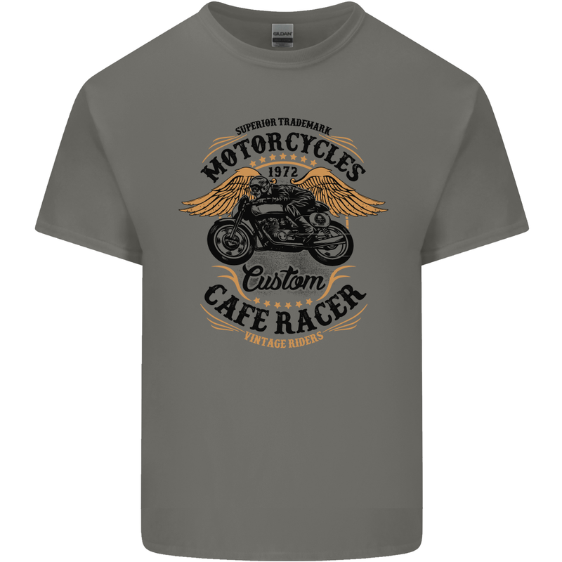 Biker Custom Cafe Racer Motorbike Kids T-Shirt Childrens Charcoal