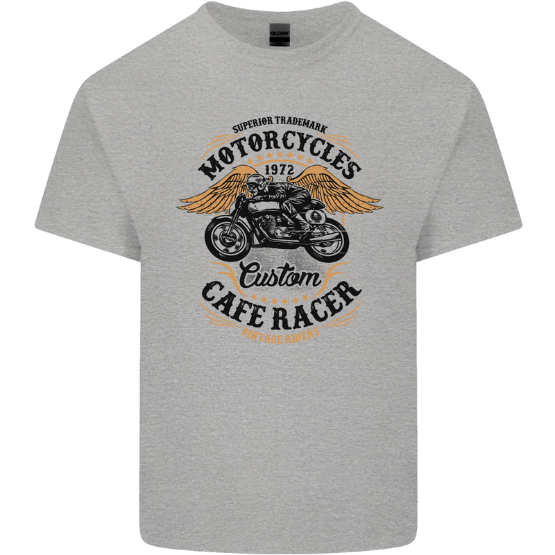 Biker Custom Cafe Racer Motorbike Kids T-Shirt Childrens Sports Grey