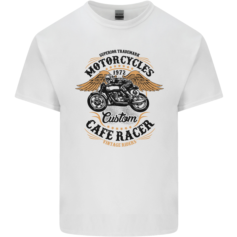 Biker Custom Cafe Racer Motorbike Kids T-Shirt Childrens White