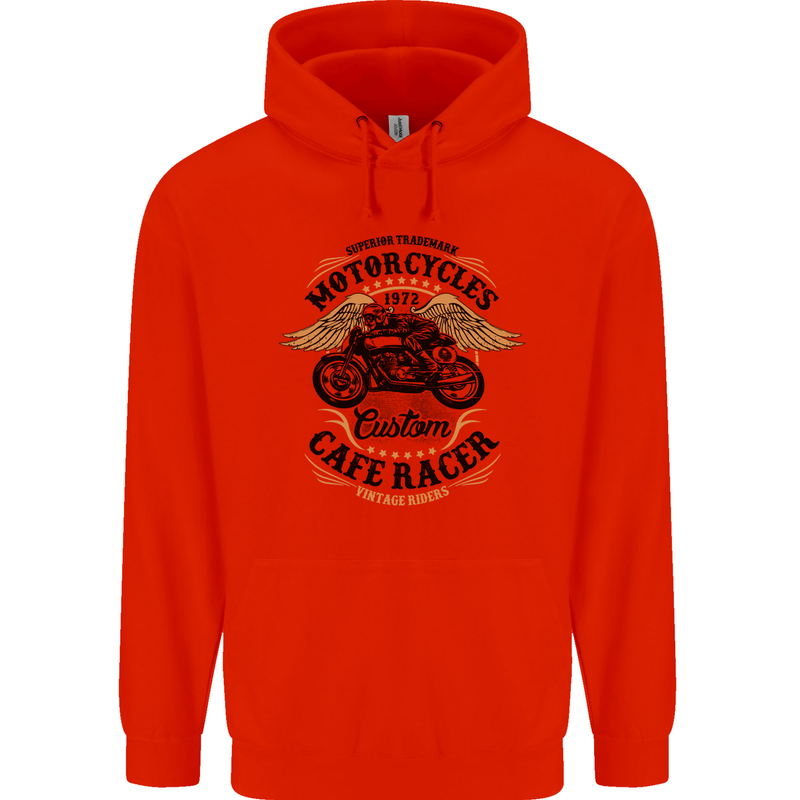 Biker Custom Cafe Racer Motorbike Mens 80% Cotton Hoodie Bright Red