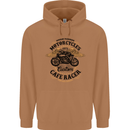 Biker Custom Cafe Racer Motorbike Mens 80% Cotton Hoodie Caramel Latte