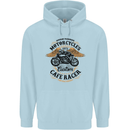 Biker Custom Cafe Racer Motorbike Mens 80% Cotton Hoodie Light Blue