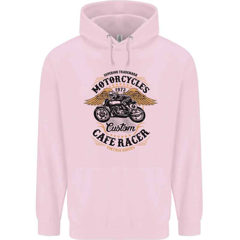 Biker Custom Cafe Racer Motorbike Mens 80% Cotton Hoodie Light Pink