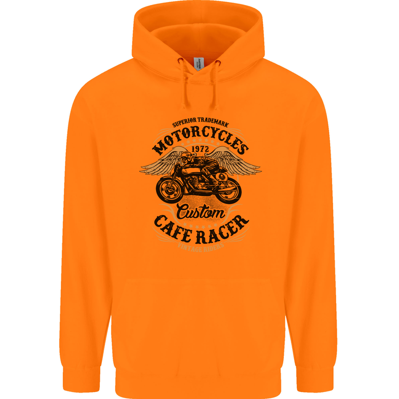 Biker Custom Cafe Racer Motorbike Mens 80% Cotton Hoodie Orange