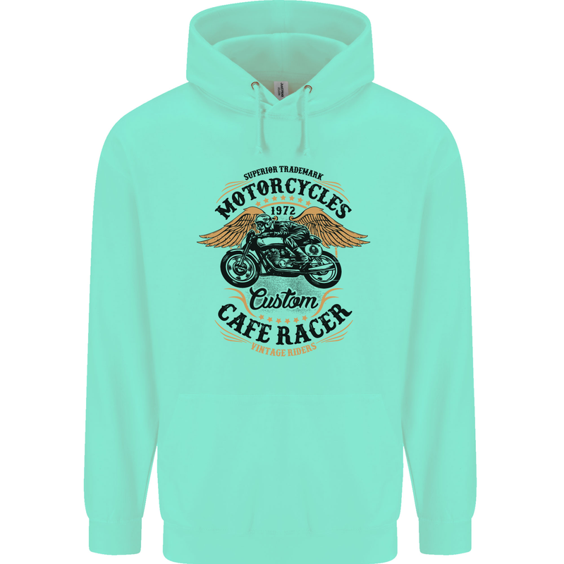 Biker Custom Cafe Racer Motorbike Mens 80% Cotton Hoodie Peppermint