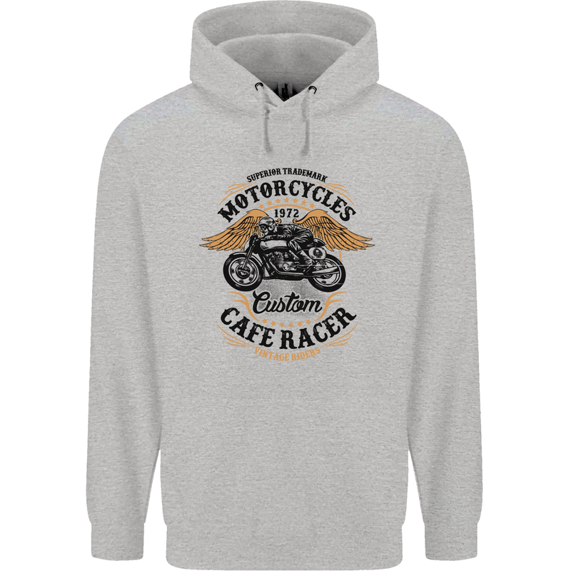 Biker Custom Cafe Racer Motorbike Mens 80% Cotton Hoodie Sports Grey