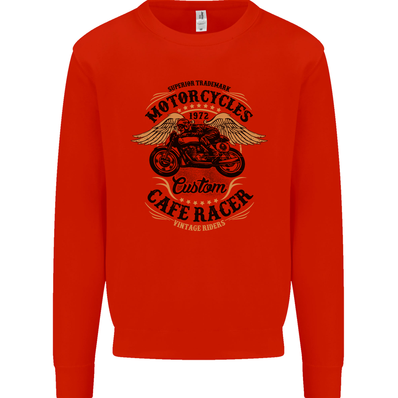 Biker Custom Cafe Racer Motorbike Mens Sweatshirt Jumper Bright Red