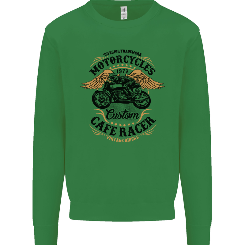 Biker Custom Cafe Racer Motorbike Mens Sweatshirt Jumper Irish Green