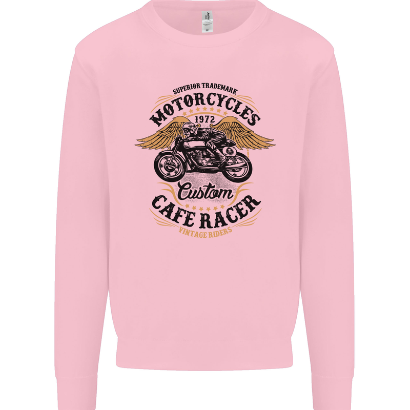 Biker Custom Cafe Racer Motorbike Mens Sweatshirt Jumper Light Pink