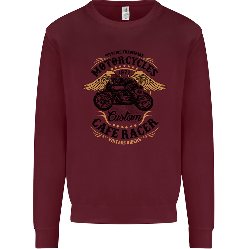 Biker Custom Cafe Racer Motorbike Mens Sweatshirt Jumper Maroon