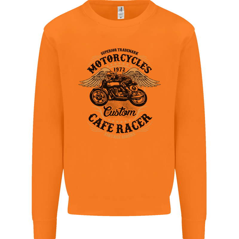 Biker Custom Cafe Racer Motorbike Mens Sweatshirt Jumper Orange