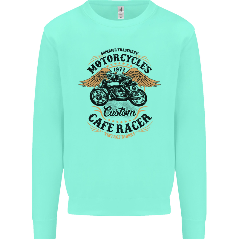 Biker Custom Cafe Racer Motorbike Mens Sweatshirt Jumper Peppermint