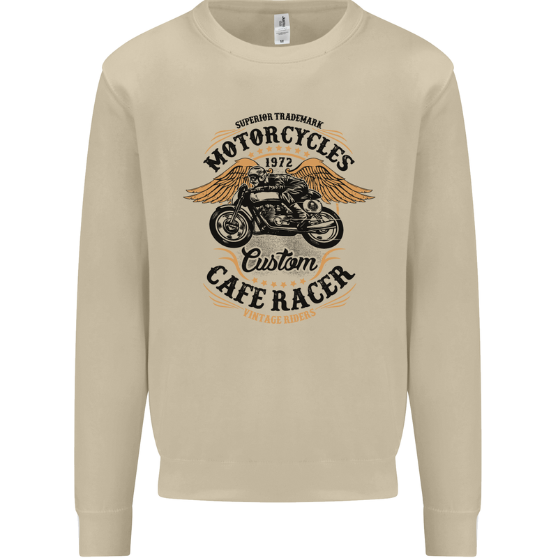 Biker Custom Cafe Racer Motorbike Mens Sweatshirt Jumper Sand