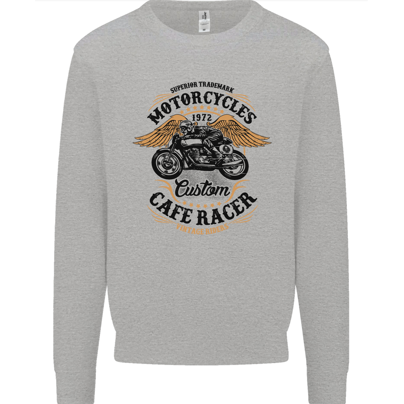 Biker Custom Cafe Racer Motorbike Mens Sweatshirt Jumper Sports Grey