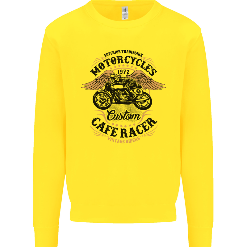 Biker Custom Cafe Racer Motorbike Mens Sweatshirt Jumper Yellow