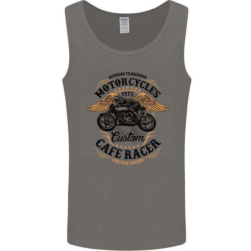 Biker Custom Cafe Racer Motorbike Mens Vest Tank Top Charcoal