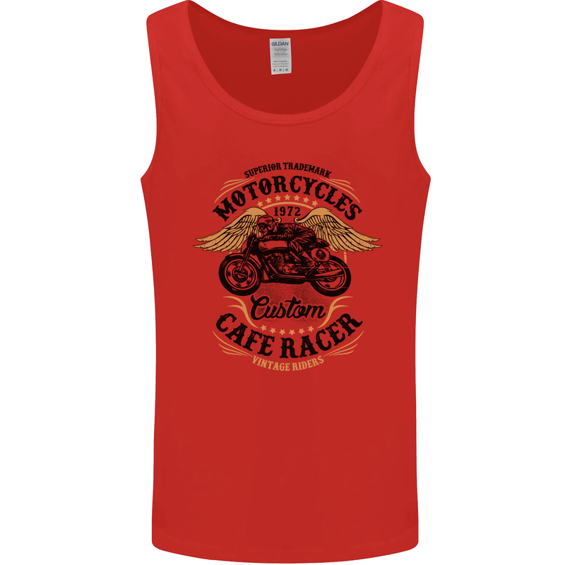 Biker Custom Cafe Racer Motorbike Mens Vest Tank Top Red