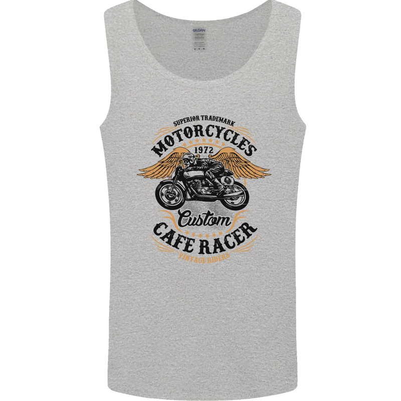 Biker Custom Cafe Racer Motorbike Mens Vest Tank Top Sports Grey
