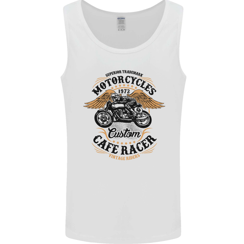 Biker Custom Cafe Racer Motorbike Mens Vest Tank Top White