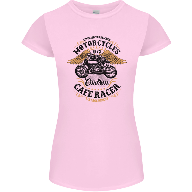 Biker Custom Cafe Racer Motorbike Womens Petite Cut T-Shirt Light Pink