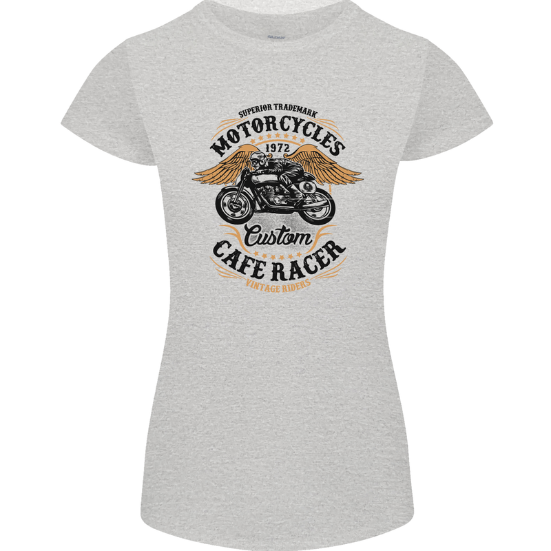 Biker Custom Cafe Racer Motorbike Womens Petite Cut T-Shirt Sports Grey