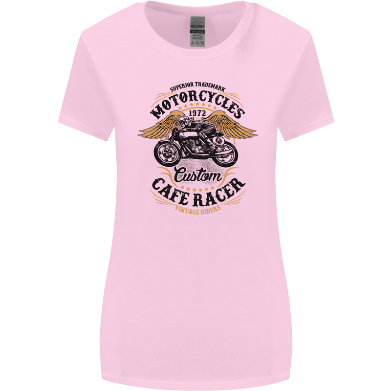 Biker Custom Cafe Racer Motorbike Womens Wider Cut T-Shirt Light Pink